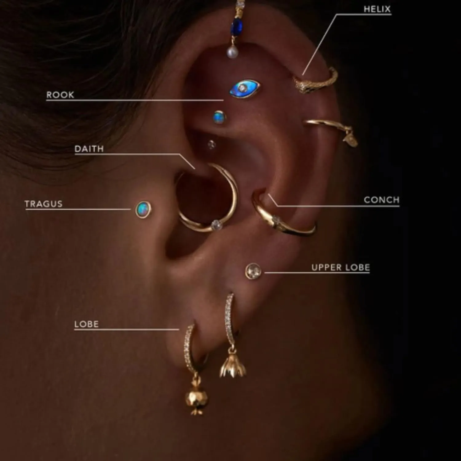 14K Gold over Diamond (0.14ct) Flower Huggie Hoop Earring, Cluster Flower Hoop Huggie Earrings, Clip on Earrings, Clover Diamond Baby Hoop, Gift for Her
