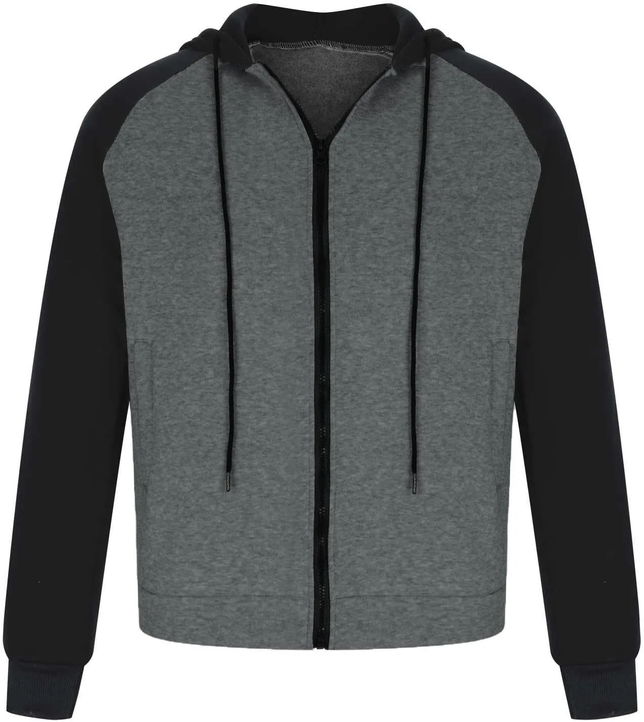 2 Pack Men's Novelty Color Block Hoodies Full Zip Track Jacket Casual Fleece Zipper Hoodie Hooded Sweatshirt