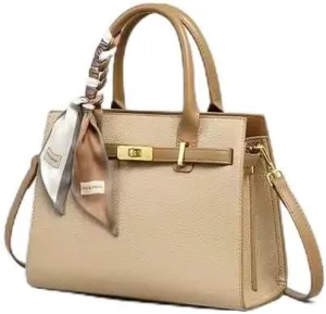 3-Piece Designer Handbag Set, Beige PU Leather Satchel with Matching Wallet and Coin Purse, Shoulder Crossbody Bag