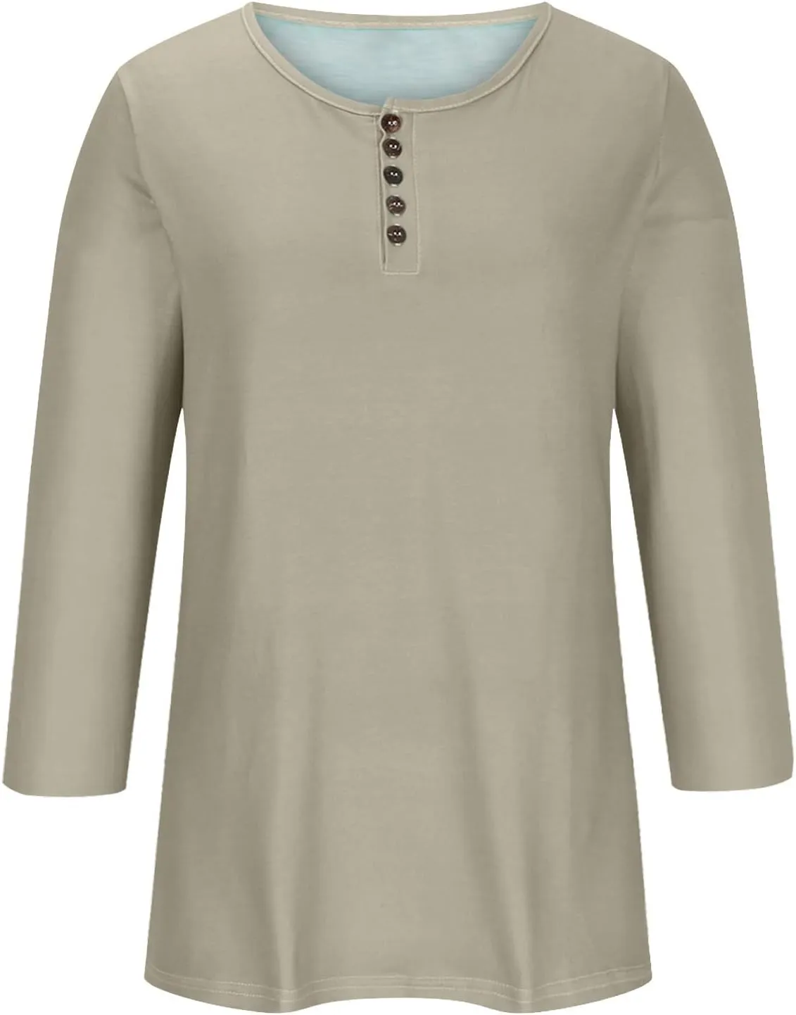 3/4 Length Sleeve Womens Tops Henley Crewneck Button Up T Shirts Dressy Casual Blouse Tunics 2024 Fall Trendy Clothes