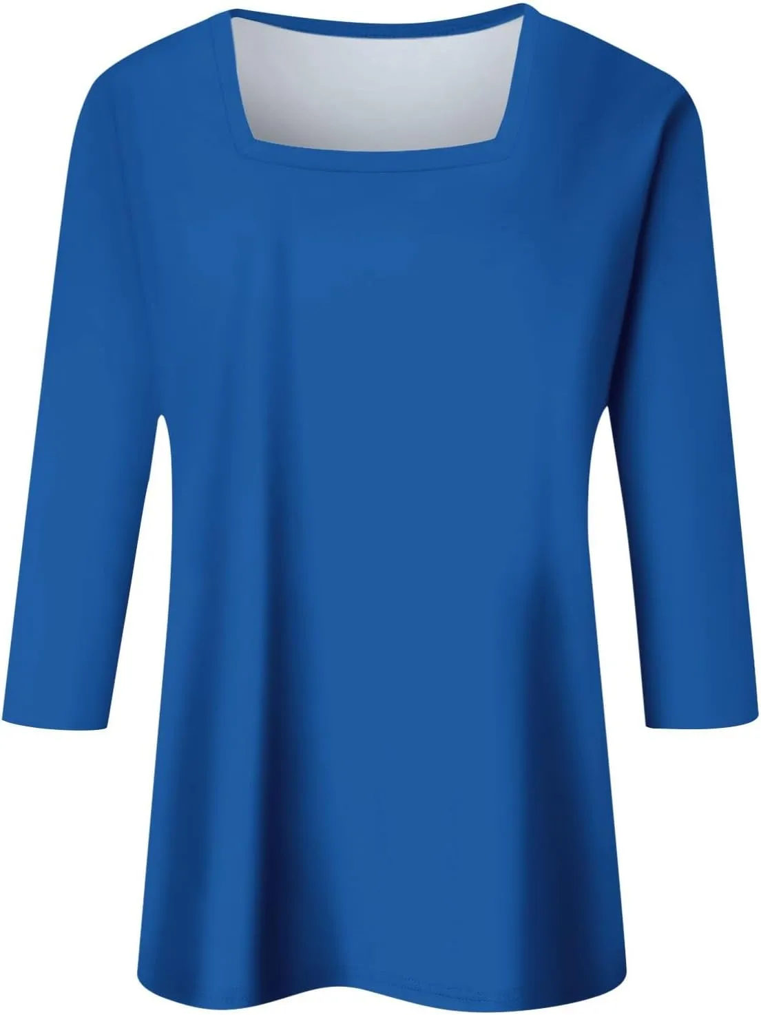 3/4 Length Sleeve Womens Tops Square Neck Casual Cute Shirts Three Quarter Length Dressy Blouses Workout Tunic Tops
