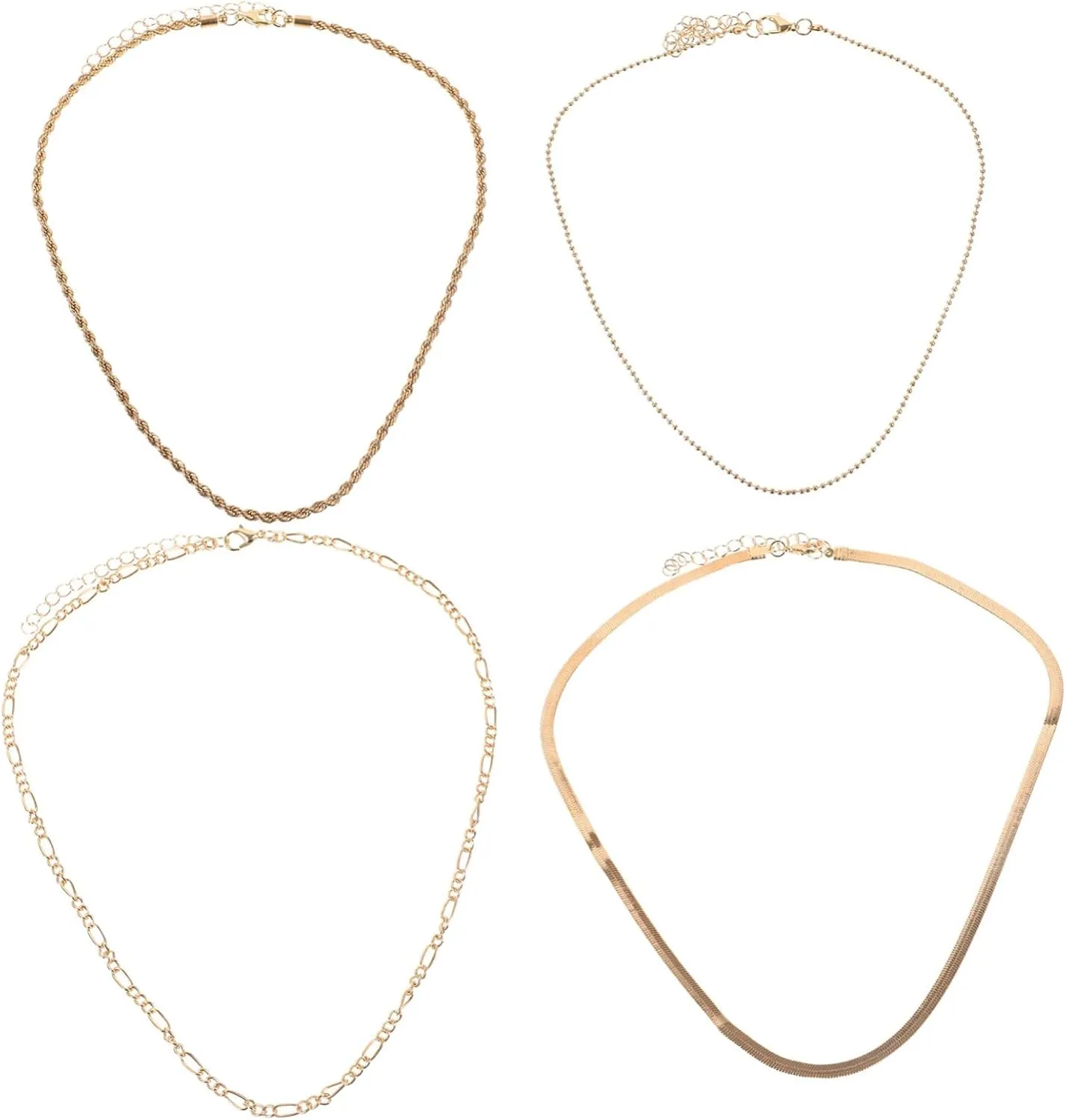 4pcs Chain Necklaces for Women Fashion Neck Ornaments Lightweight Jewelry for Daily Wear Valentine Day Weddings and More