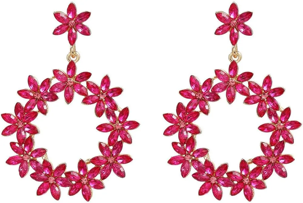 6.2 * 4.5cm floral women's round floral earrings from Europe and America