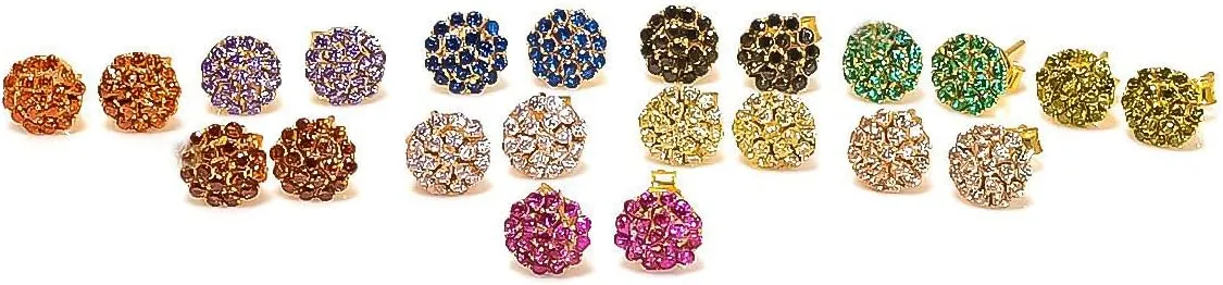 925 Sterling Silver Blue Sapphire Gemstone Ring Earring Jewelry Set | Stackable Stacking Flower Rings for Woman | Stacked Stud Earrings for Woman
