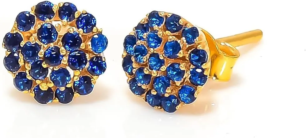 925 Sterling Silver Blue Sapphire Gemstone Ring Earring Jewelry Set | Stackable Stacking Flower Rings for Woman | Stacked Stud Earrings for Woman