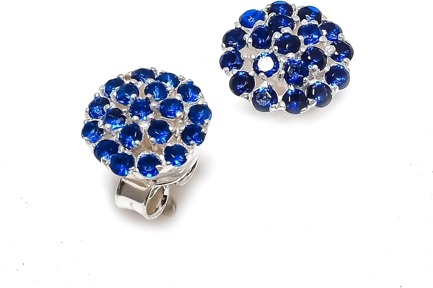925 Sterling Silver Blue Sapphire Gemstone Ring Earring Jewelry Set | Stackable Stacking Flower Rings for Woman | Stacked Stud Earrings for Woman
