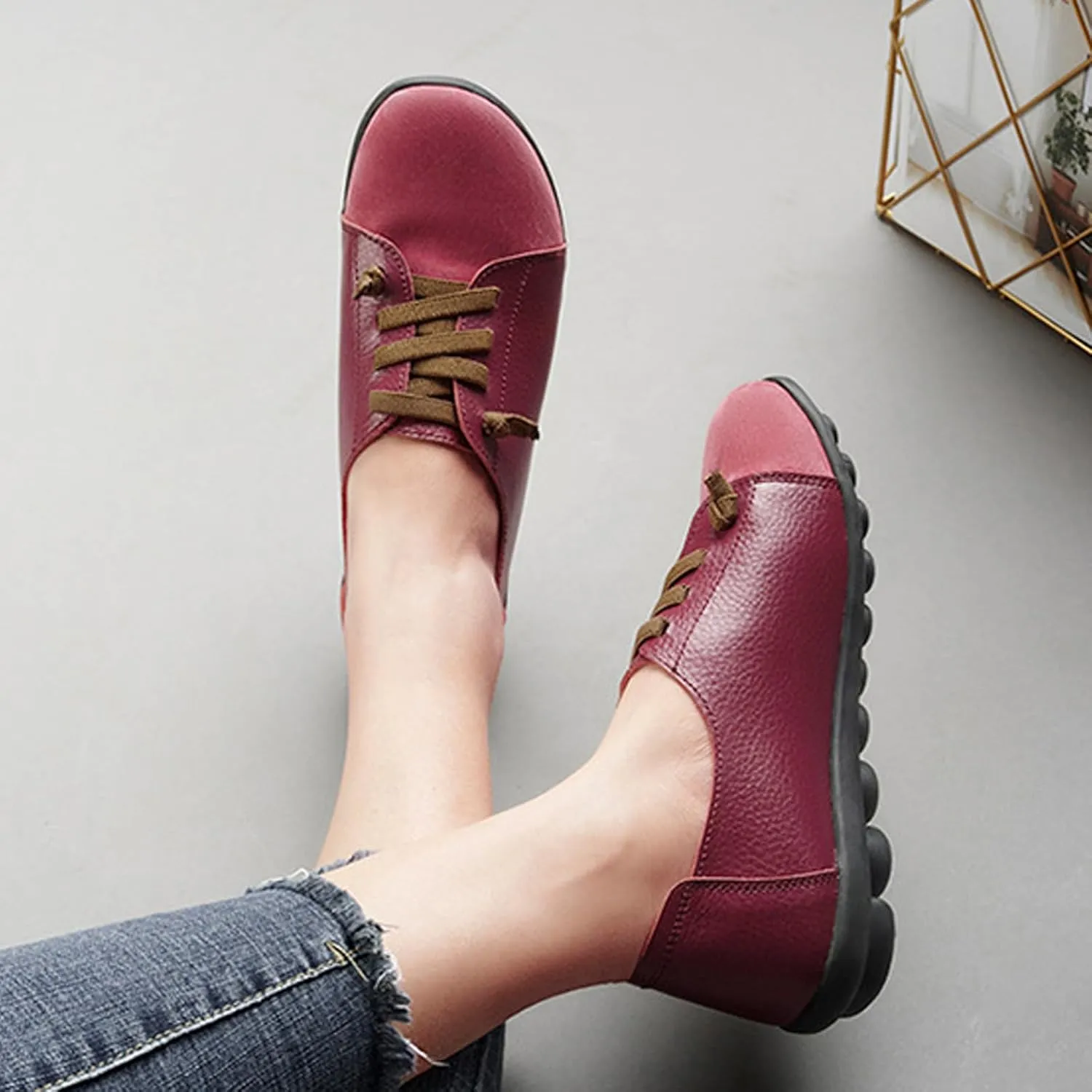 Aceptolcom Women Orthopedic Shoes Women Slip-on Shoes Penny Loafers Leather Loafers Dress Shoes Work Shoes Business Shoes