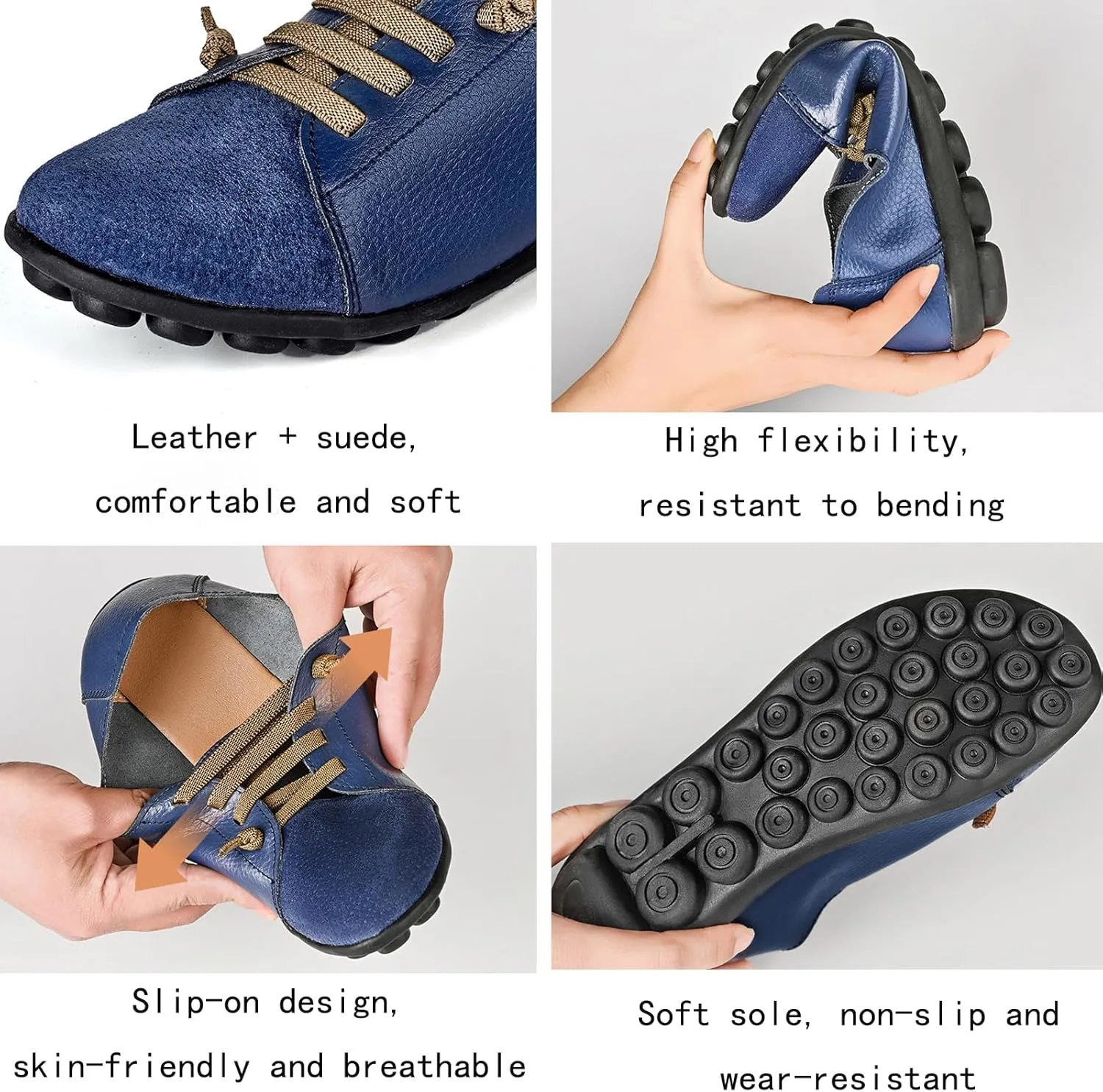Aceptolcom Women Orthopedic Shoes Women Slip-on Shoes Penny Loafers Leather Loafers Dress Shoes Work Shoes Business Shoes