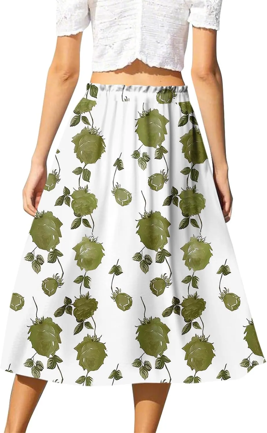 ADHOWBEW Maxi Skirts for Women Cute Casual Flowy Trendy Midi Length Ruffle High Waisted A Line Plus Size Beach Spring Skirts