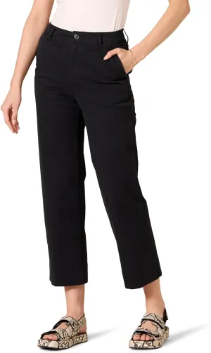Amazon Essentials Women's High-Rise Regular-Fit Ankle-Length Wide-Leg Khaki Pant