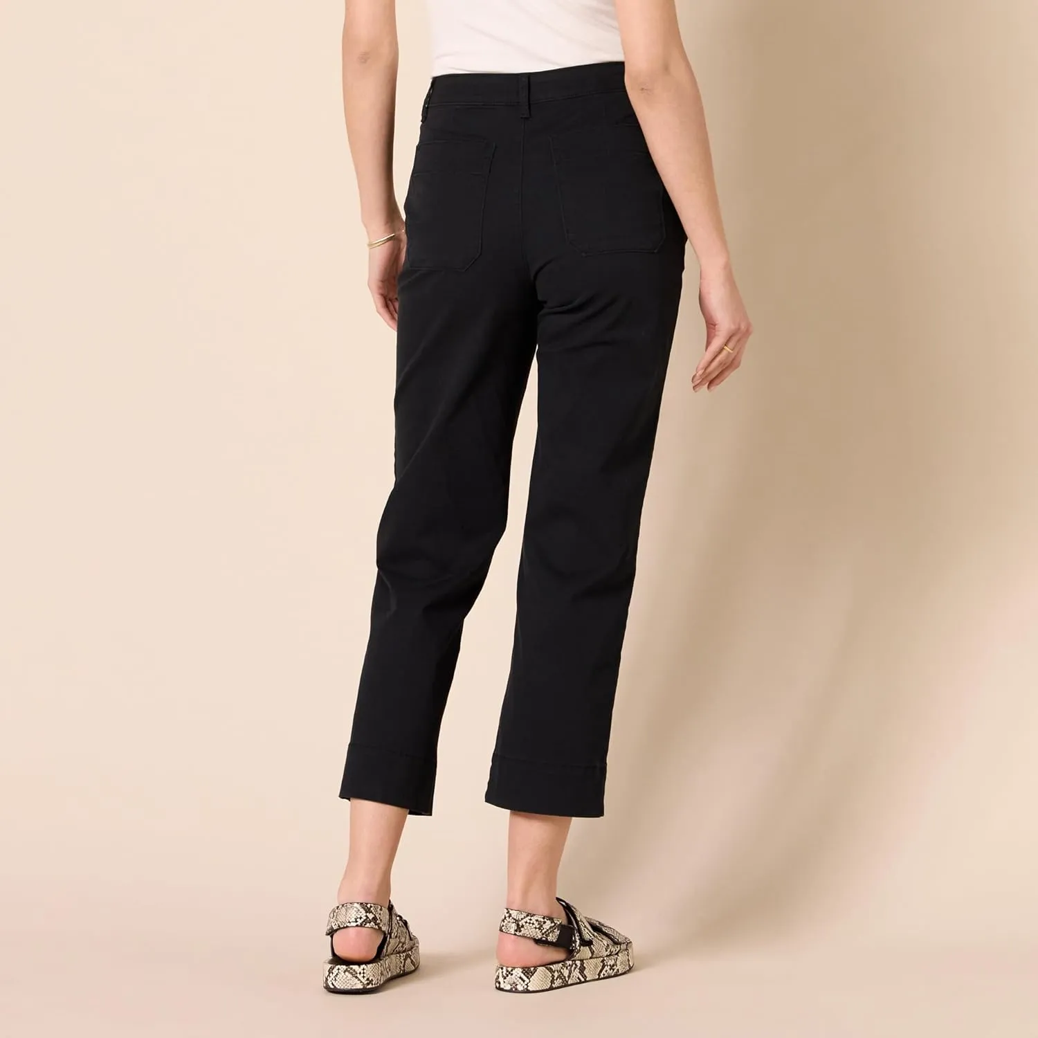 Amazon Essentials Women's High-Rise Regular-Fit Ankle-Length Wide-Leg Khaki Pant