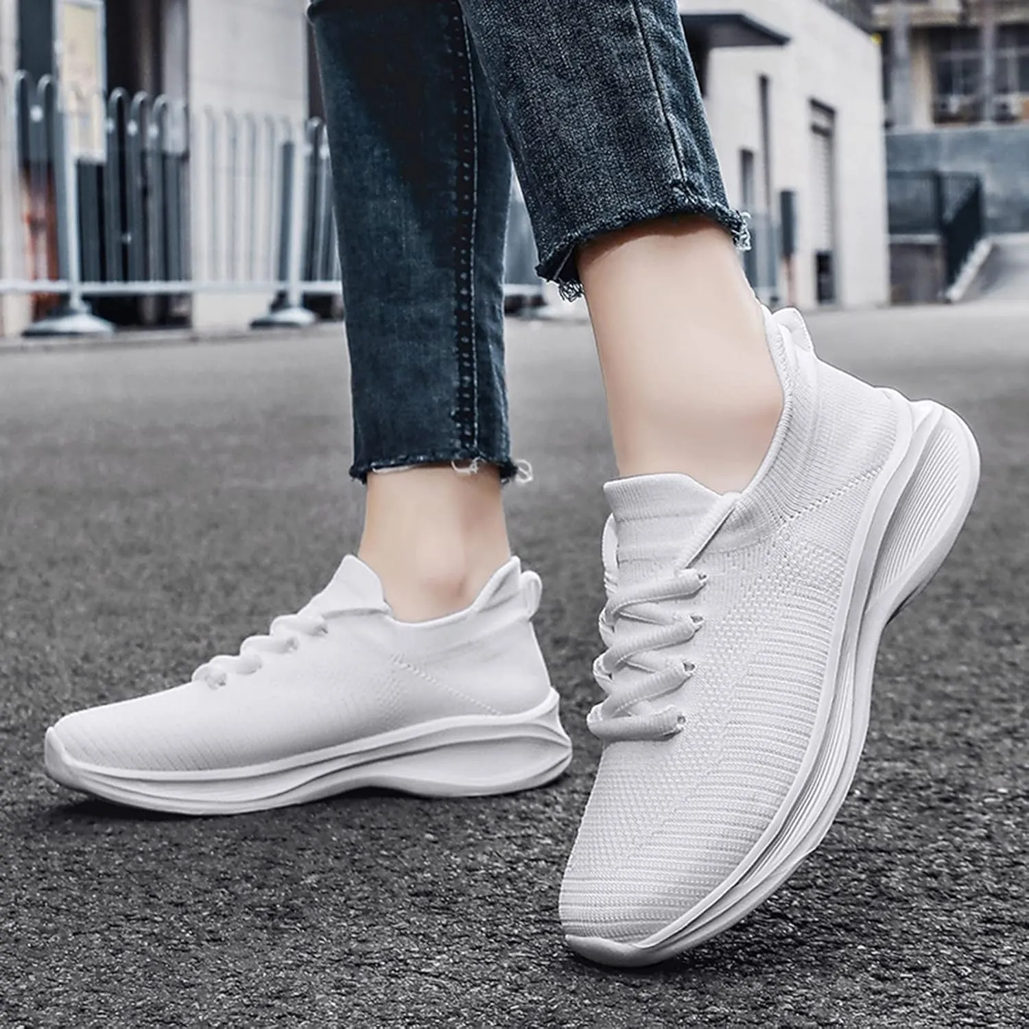 Arch Support Platform Sneakers for Women Lightweight Casual Sneakers for Gym Travel Work Versatile Dress Shoe