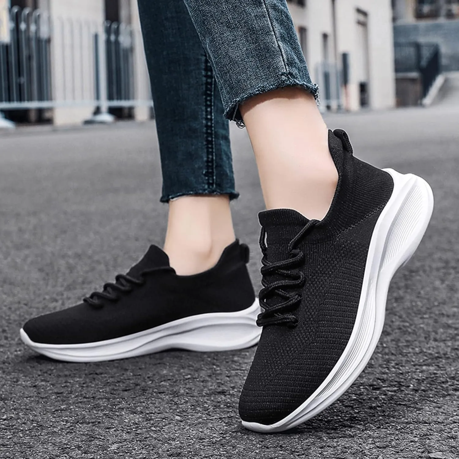 Arch Support Platform Sneakers for Women Lightweight Casual Sneakers for Gym Travel Work Versatile Dress Shoe