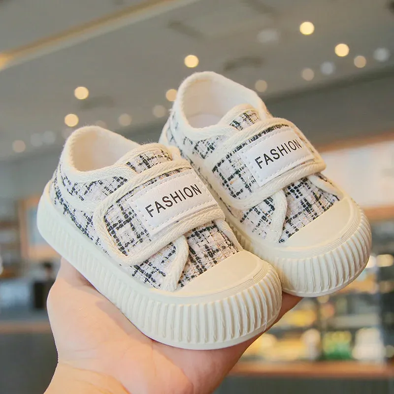 ARWEN & AJH GROUP Children's Fashion Thick Sole Canvas Shoes Girls Pink Breathable Casual Sneakers 2024 Spring New Toddler Boys Chic Flats Shoes