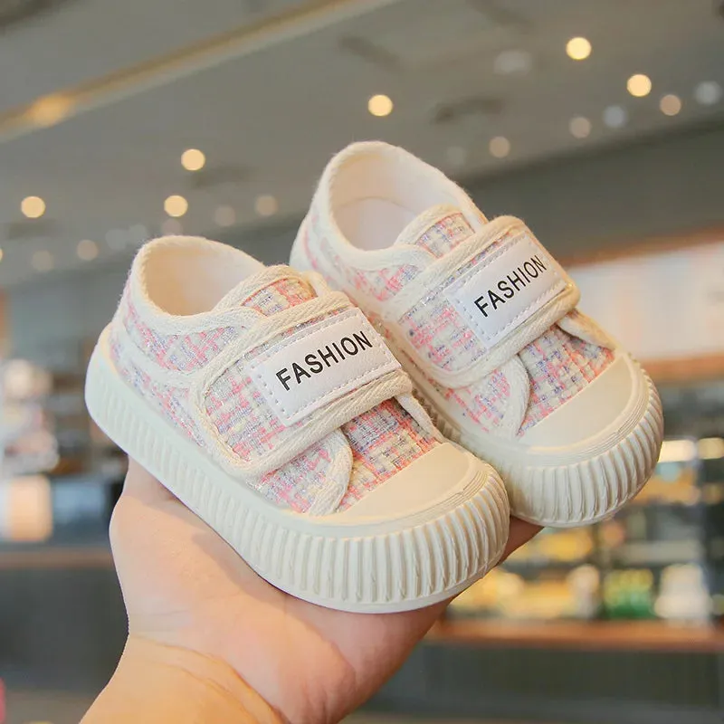ARWEN & AJH GROUP Children's Fashion Thick Sole Canvas Shoes Girls Pink Breathable Casual Sneakers 2024 Spring New Toddler Boys Chic Flats Shoes