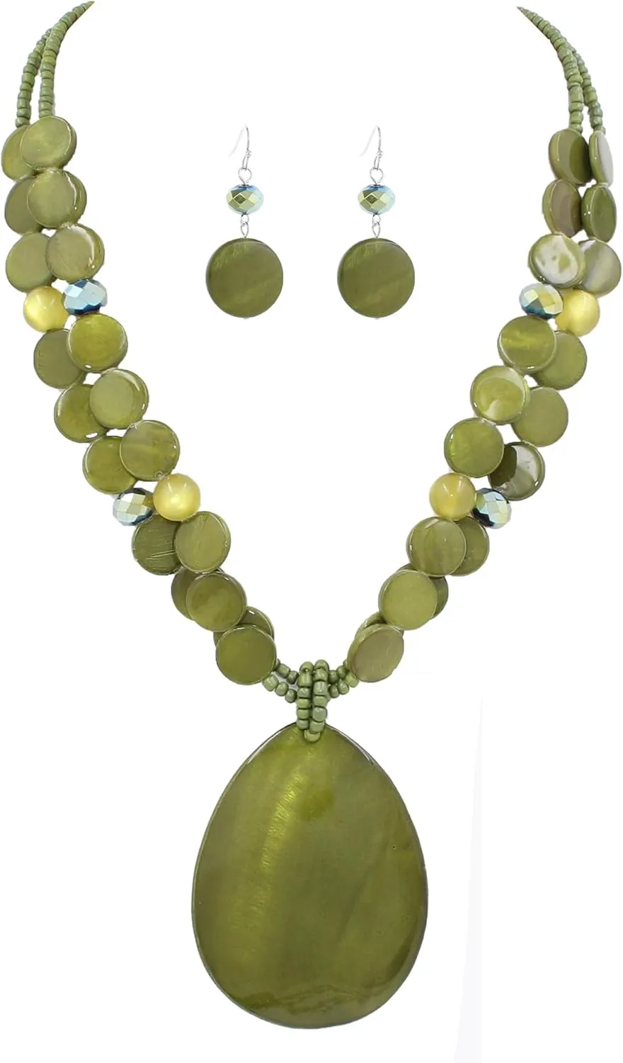Big Teardrop Pendant Necklaces for Women Colorful Beaded Necklaces Statement Set for Holiday.