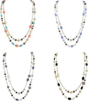 Bocar Long Necklaces for Women Trendy, Boho Layered Crystal Beaded Collar Necklaces for Women, Fashion Statement Necklaces Jewelry (NK-10084-1 set)