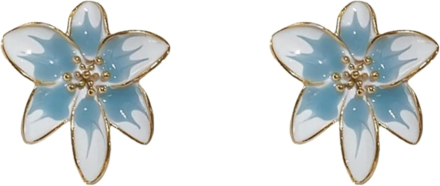 Bohemian Flower Stud Earrings for Women Statement Enamel Floral Petal Earrings Wedding Jewelry