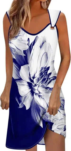 Boho Dresses for Women 2025 Summer Floral Print Slip Dress Ruched Going Out Mini Dress Sleeveless Beach Sundress