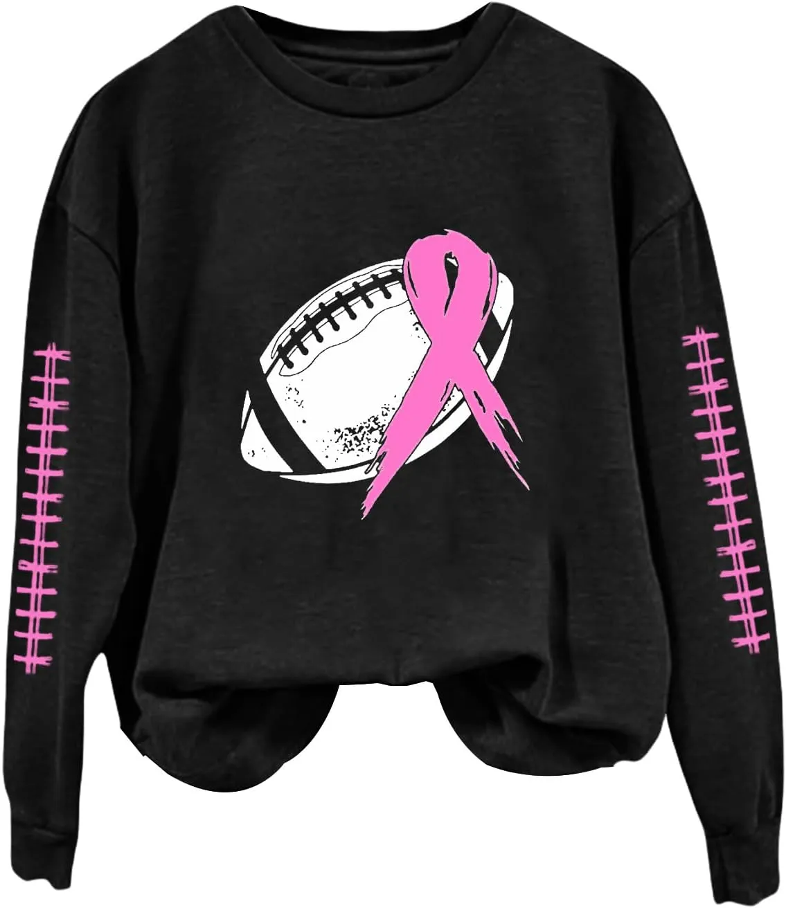 Breast Cancer Awareness Hoodies for Women Pink Ribbon Pullover Hoodie Football Sweatshirts Long Sleeve Oversized Tops