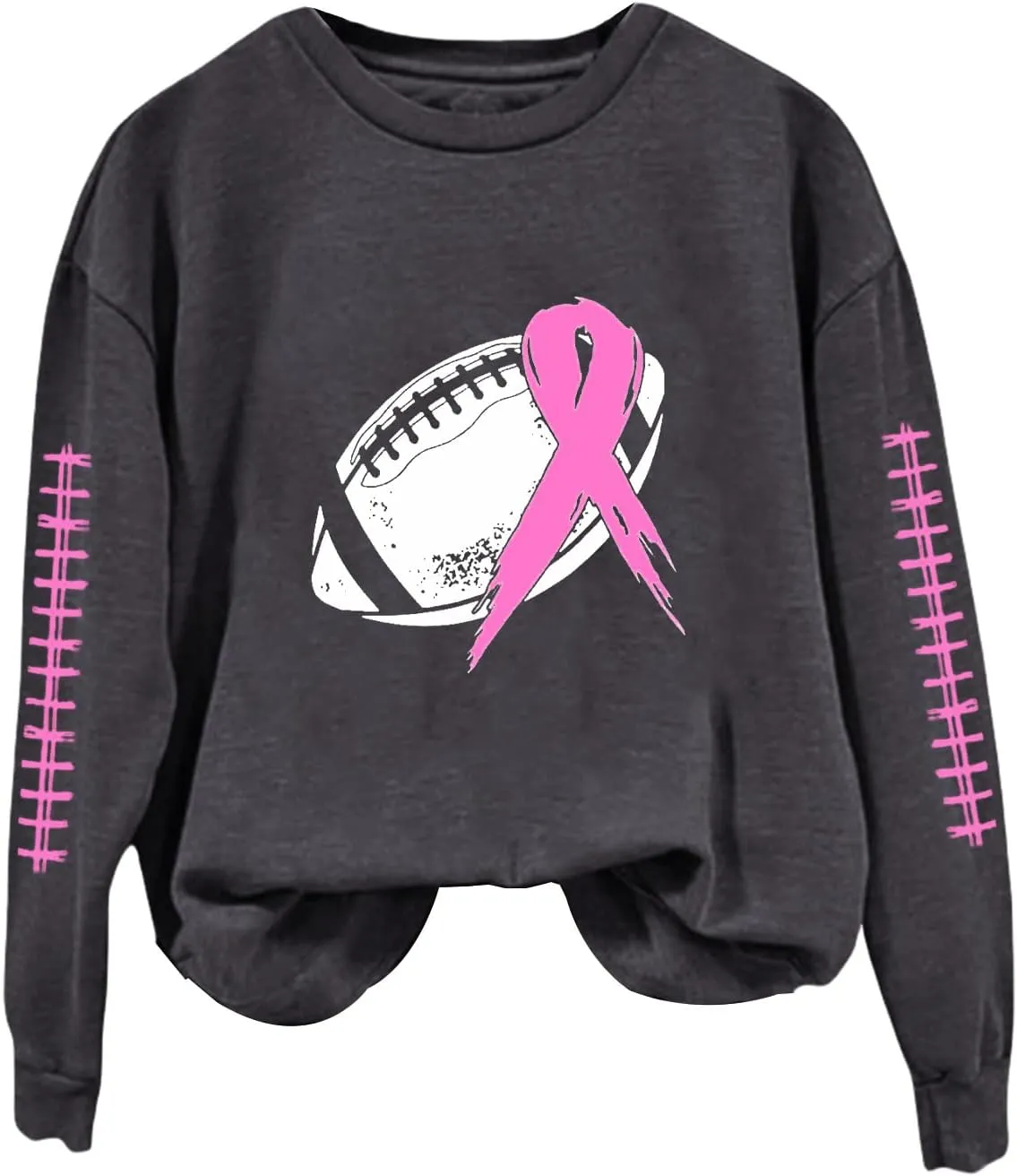Breast Cancer Awareness Hoodies for Women Pink Ribbon Pullover Hoodie Football Sweatshirts Long Sleeve Oversized Tops