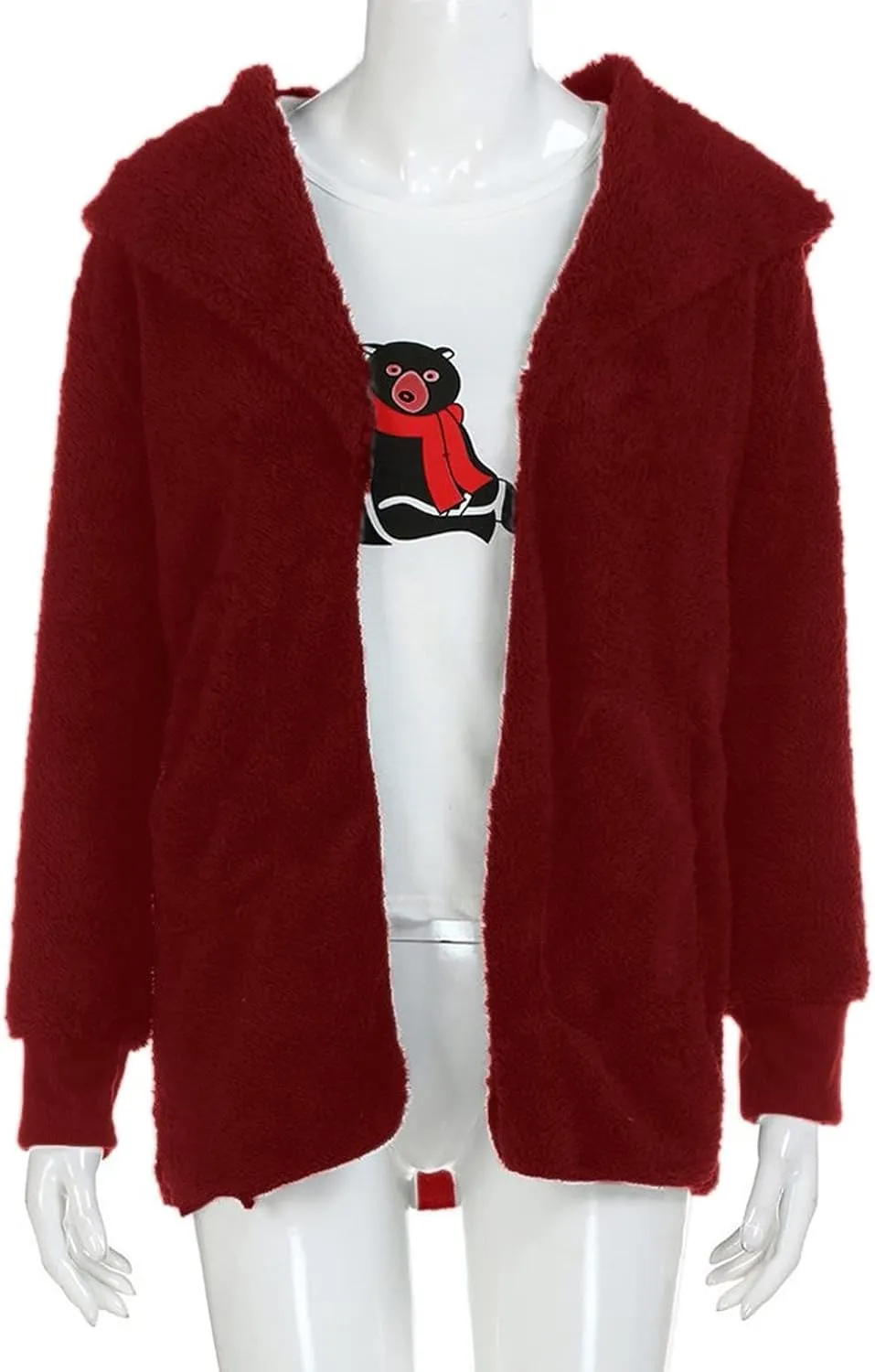 Cardigan for Women Winter Fashion Plus Size Long Fleece Jacket Casual Long Sleeve Open Front Coat Fuzzy Outerwear