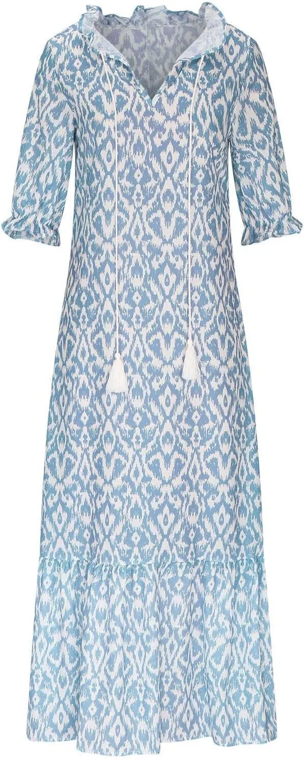 Casual Dresses for Women 2024 Short Sleeve Swiss Dot Maxi Dress Summer Fashion Short Sleeve Tiered Ruffle Long Dress