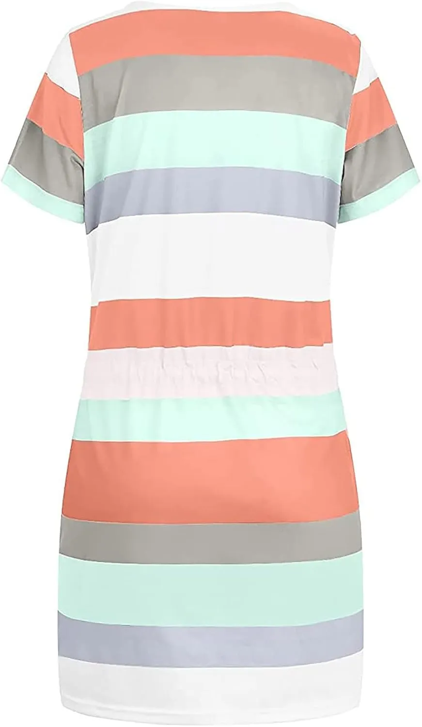 Casual Dresses for Women Short Sleeve Tie Waist Striped Mini Tshirt Dress Cute Summer Beach Sun Dresses with Pockets