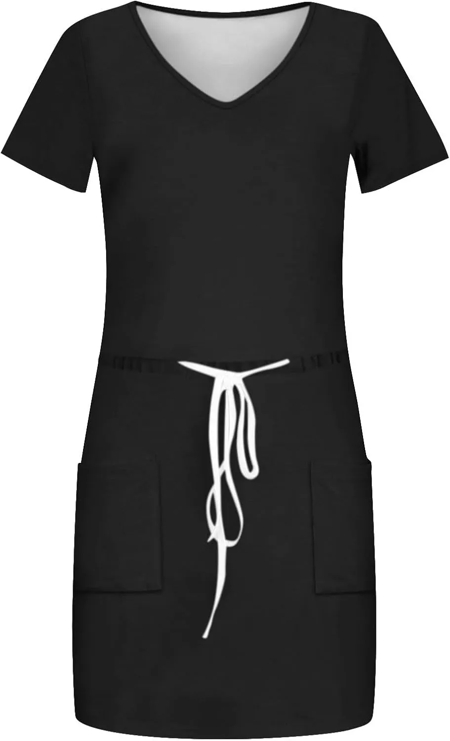 Casual Dresses for Women Short Sleeve Tie Waist Striped Mini Tshirt Dress Cute Summer Beach Sun Dresses with Pockets