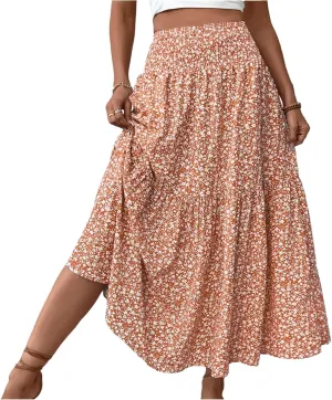 Chiffon Skirt for Women High Waist Flowy A-Line Long Maxi Skirt Elegant Summer