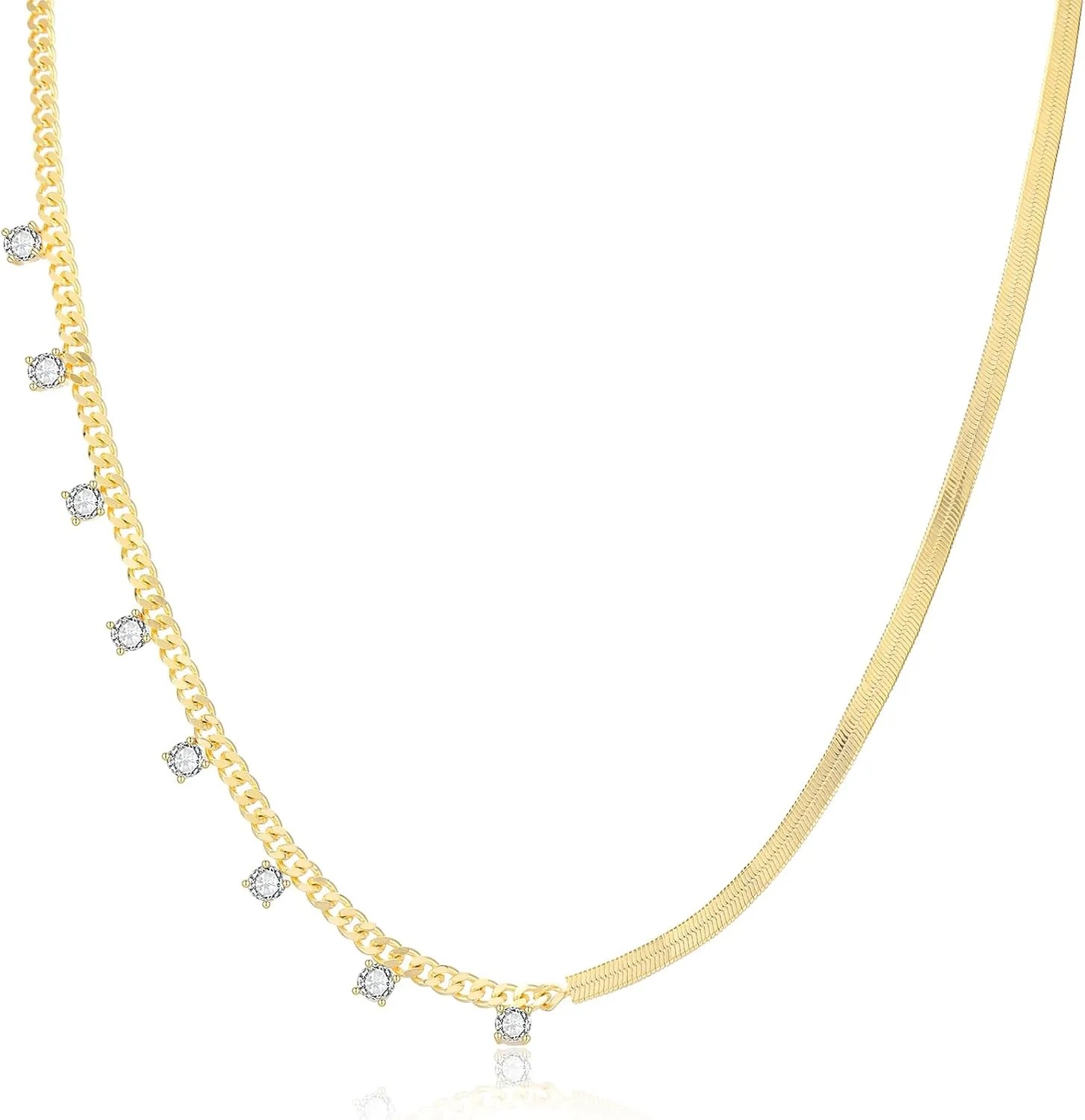 Choker Necklaces for Women, Dainty 14K Gold Plated Pearl CZ Floral Chain Necklace Adjustable Pendant Necklaces Layered Gold Chain Necklaces Jewelry for Women
