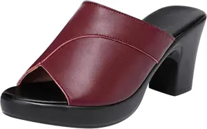 Chunky Heels for Women Wedge Siides Sandals Platform Open Toe Heels Slippers Slip on Elastic Band Wedges Shoes