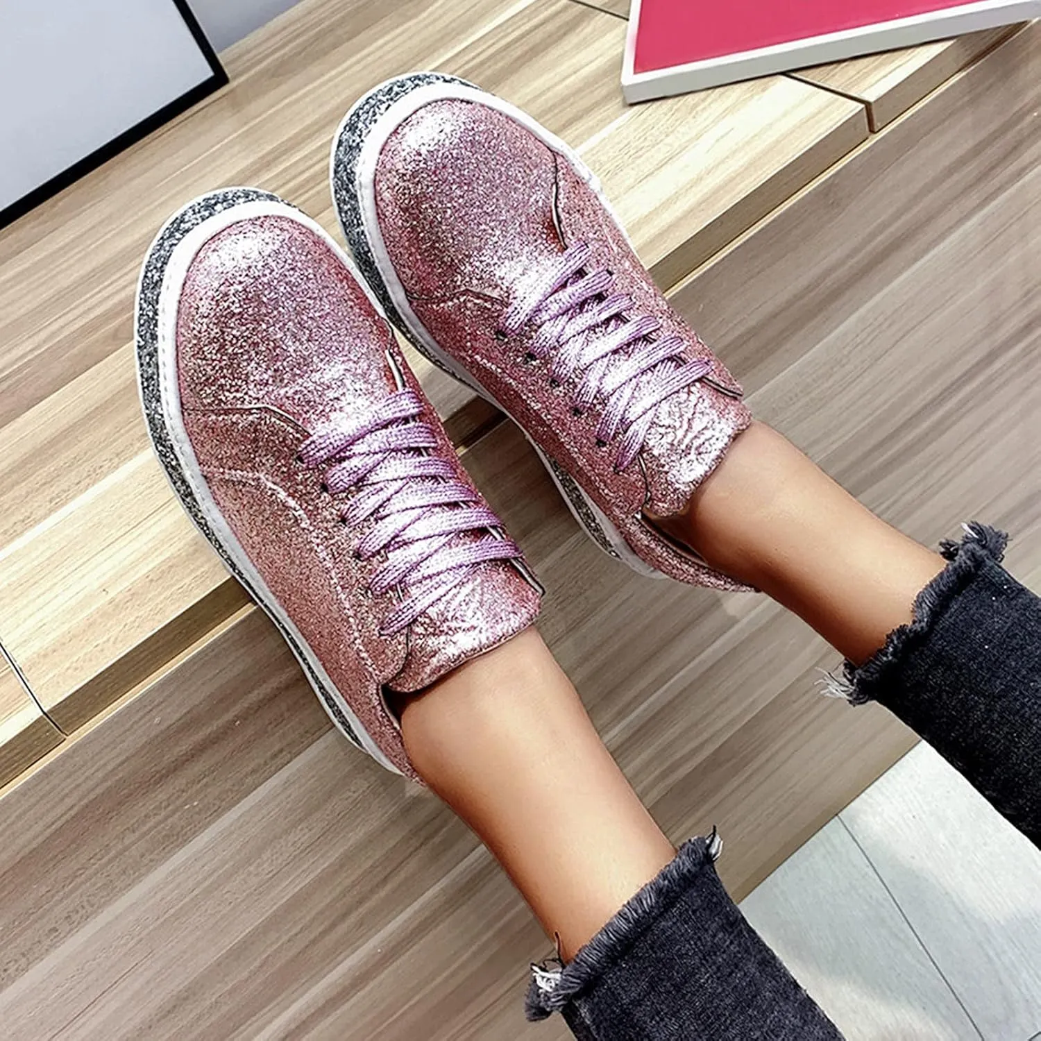 Chunky Sneakers for Women White Non Slip Shoes for Women Nurse Womens Casual Shoes Size 11 1/2 Walking Sneakers for Women with Arch Support and Comfort Zapatos Antideslizantes para Mujer De Hule