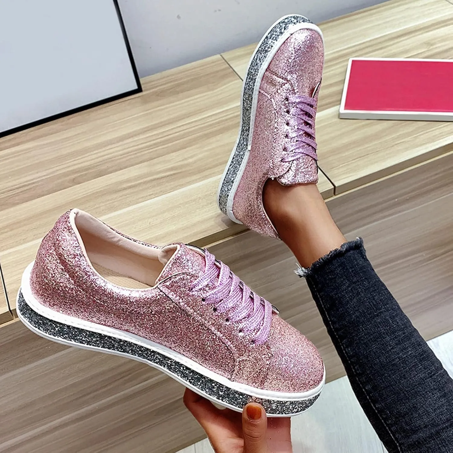Chunky Sneakers for Women White Non Slip Shoes for Women Nurse Womens Casual Shoes Size 11 1/2 Walking Sneakers for Women with Arch Support and Comfort Zapatos Antideslizantes para Mujer De Hule