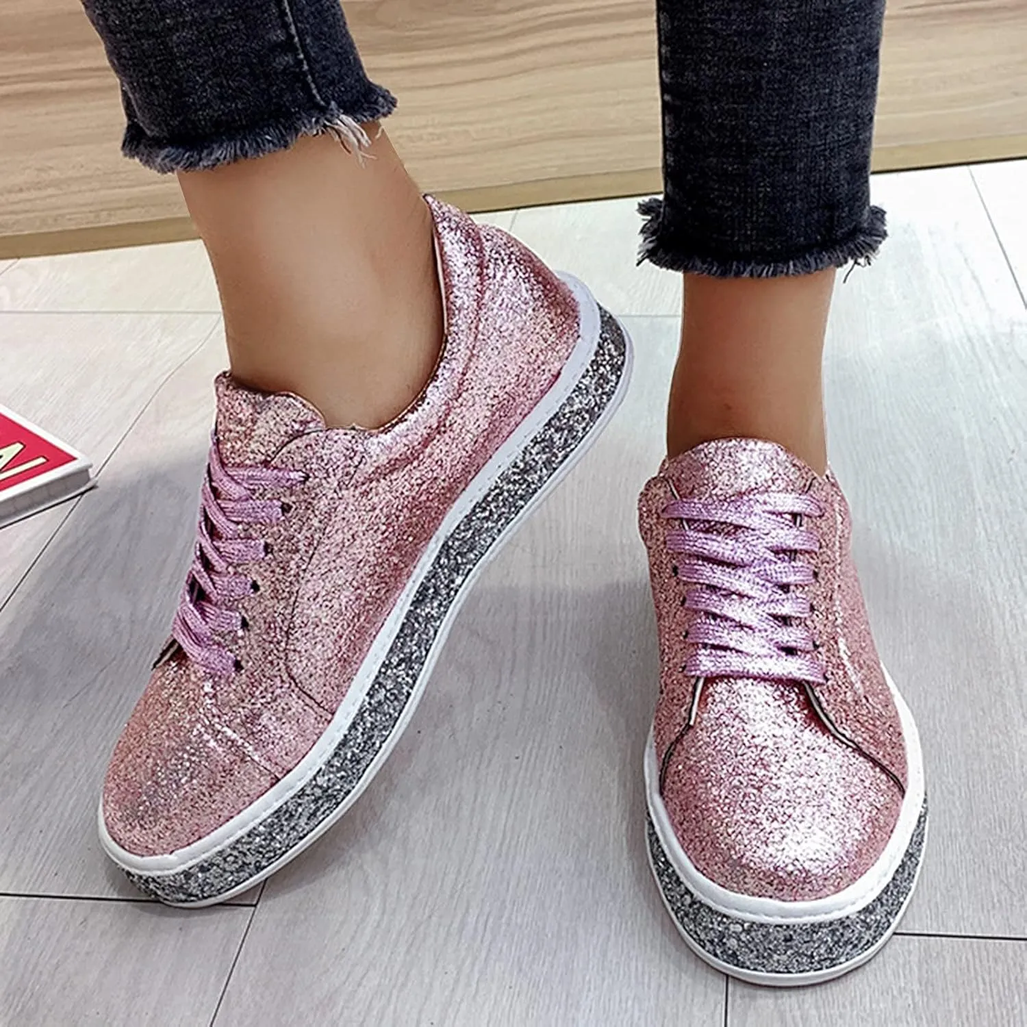 Chunky Sneakers for Women White Non Slip Shoes for Women Nurse Womens Casual Shoes Size 11 1/2 Walking Sneakers for Women with Arch Support and Comfort Zapatos Antideslizantes para Mujer De Hule