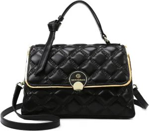 Classic Diamond Pattern Leather Shoulder Bag For Women, Quilted Crossbody Shoulder Bag For Women Top Handle Satchel