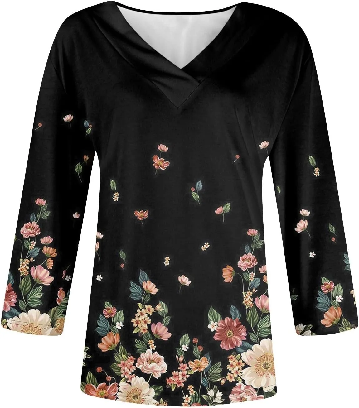 COTECRAM 3/4 Length Sleeve Womens Tops V Neck Dressy Casual Tunic Tops Spring Summer Loose Fit Blouse Shirts 2025
