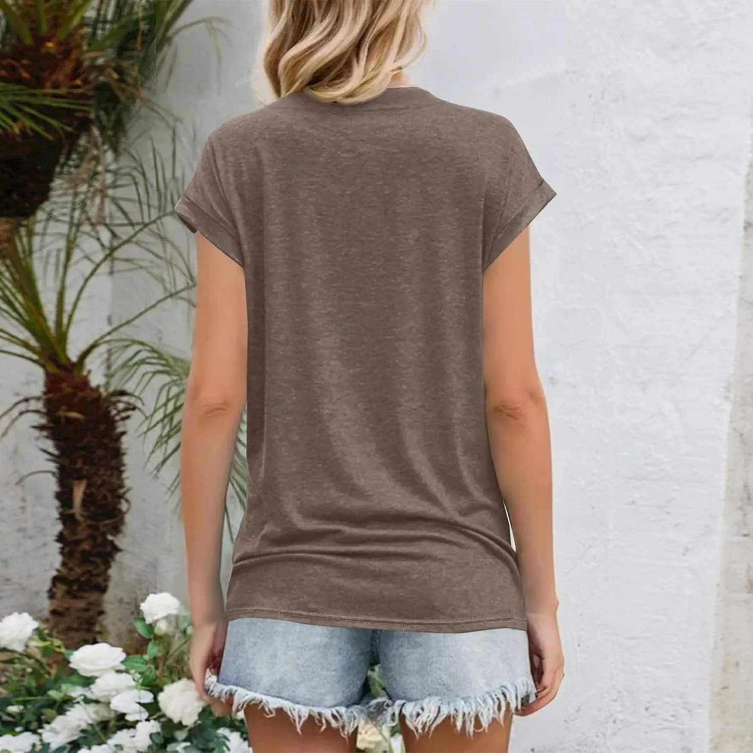 COTECRAM Womens Summer Tops Trendy 2025 Cap Sleeve Tshirts Casual Dressy Crew Neck Basic Tees Beach Vacation Fashion Clothes