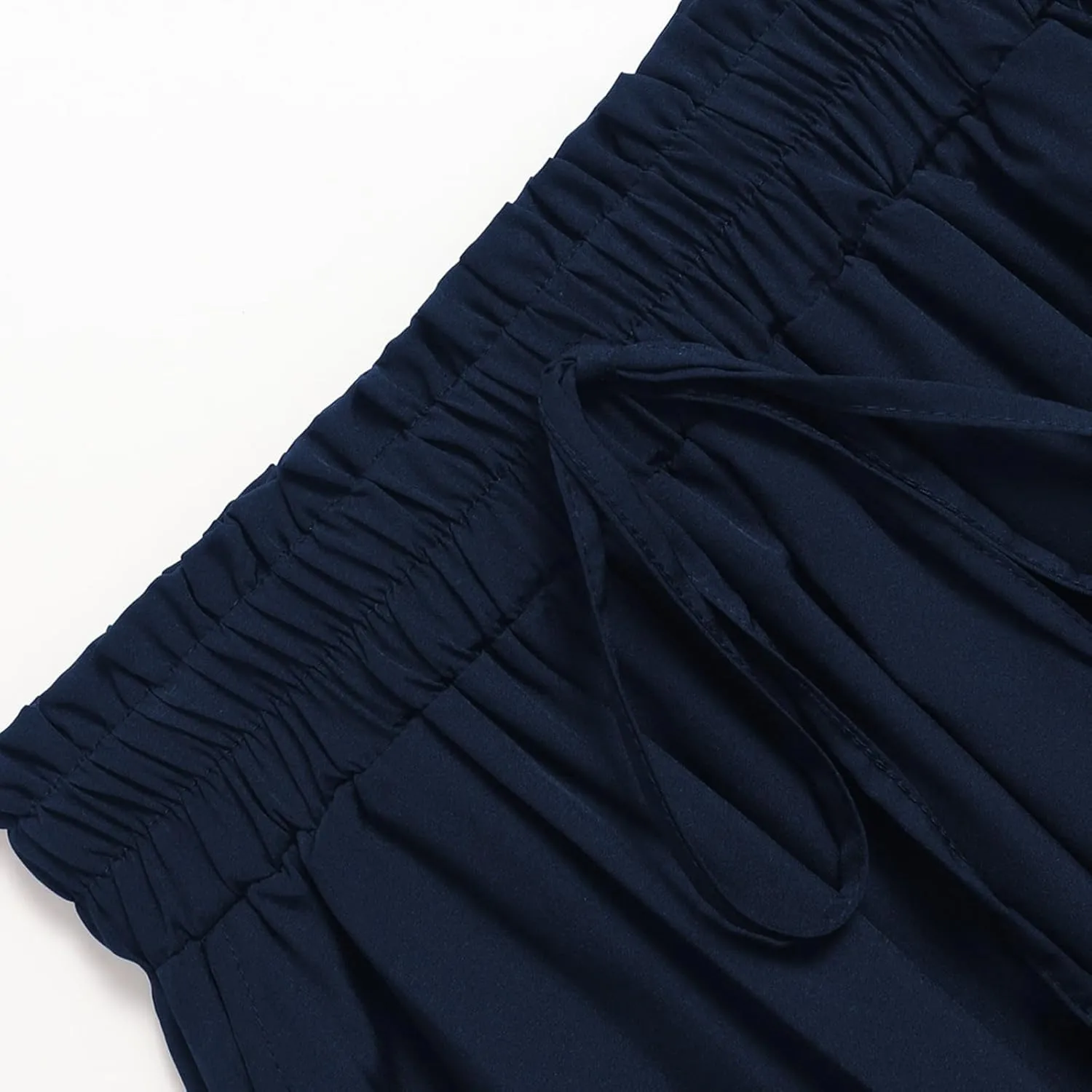 Cotton Linen Skirts for Women Midi Length Summer Drawstring Elastic Waist Smocked A-Line Skirt Knee Length with Pocket