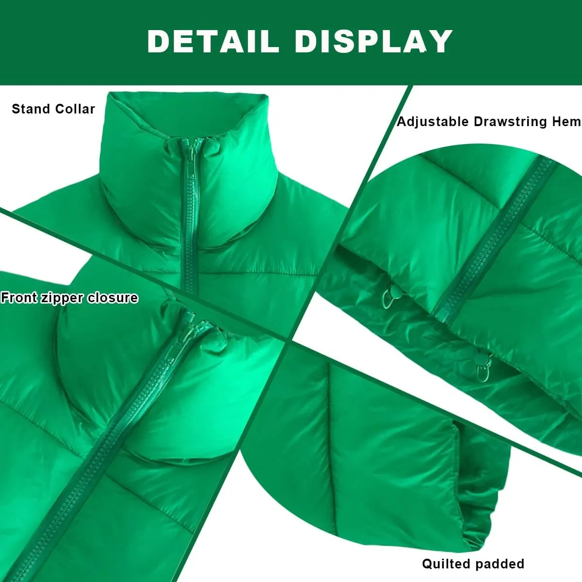 CULACCINO Women's Winter Cropped Puffer Vest Crop Jackets For Women Full Zip Stand Collar Padded Lightweight Outwear Vest