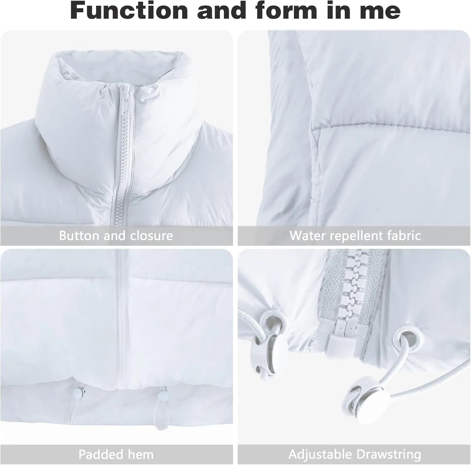 CULACCINO Women's Winter Cropped Puffer Vest Crop Jackets For Women Full Zip Stand Collar Padded Lightweight Outwear Vest