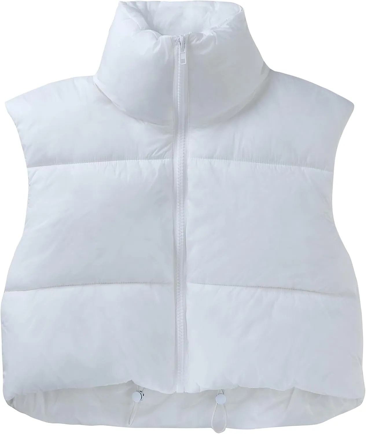 CULACCINO Women's Winter Cropped Puffer Vest Crop Jackets For Women Full Zip Stand Collar Padded Lightweight Outwear Vest