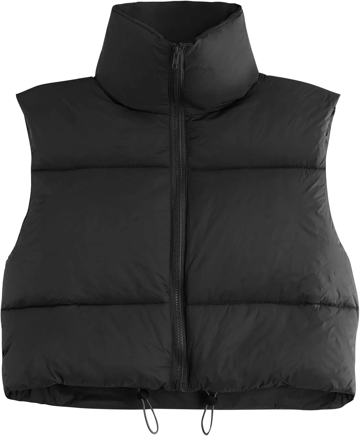 CULACCINO Women's Winter Cropped Puffer Vest Crop Jackets For Women Full Zip Stand Collar Padded Lightweight Outwear Vest