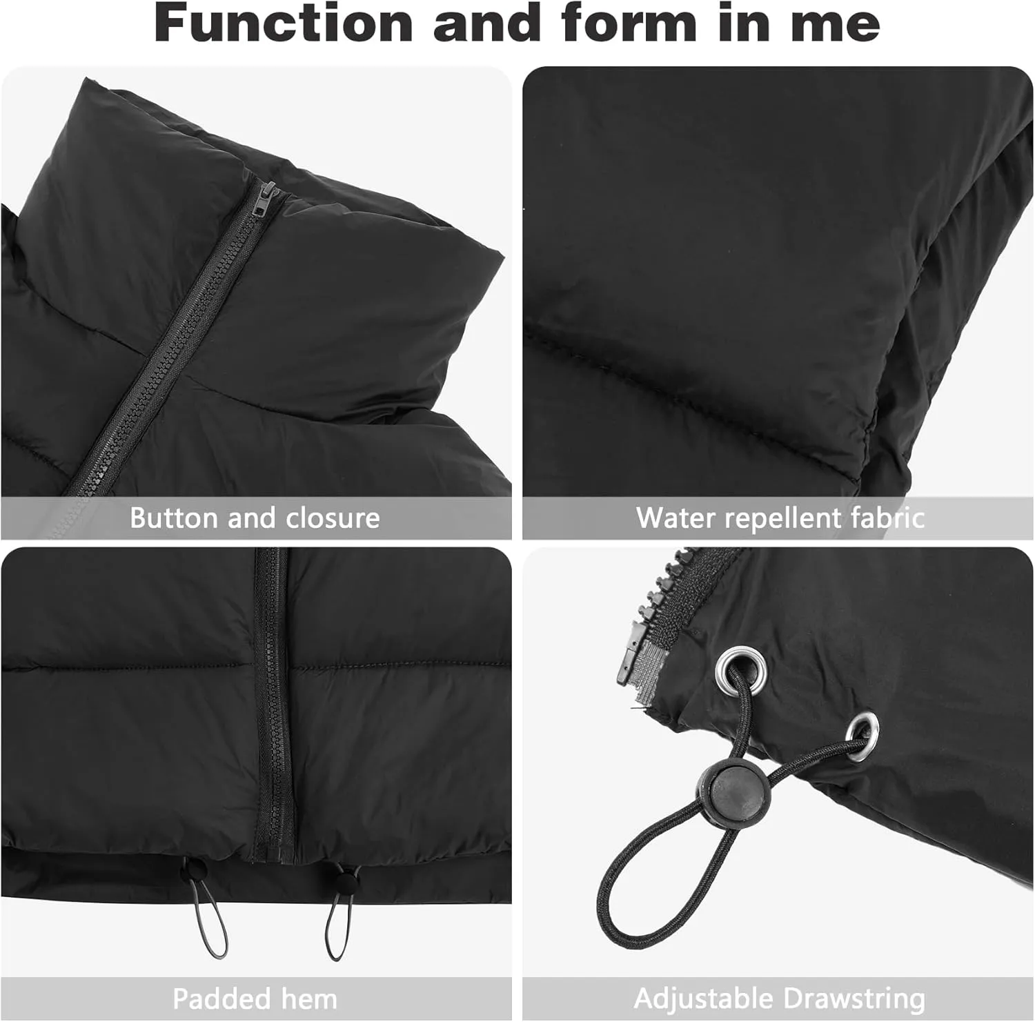 CULACCINO Women's Winter Cropped Puffer Vest Crop Jackets For Women Full Zip Stand Collar Padded Lightweight Outwear Vest