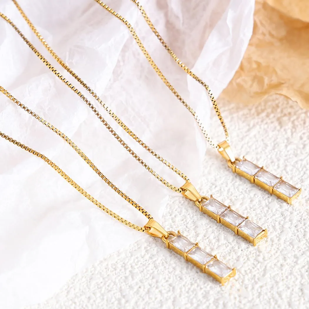 Dainty Snake Chain Bar Pendant Layered Necklaces for Women Gold Crystal Choker Necklaces