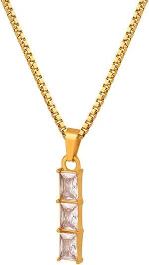 Dainty Snake Chain Bar Pendant Layered Necklaces for Women Gold Crystal Choker Necklaces