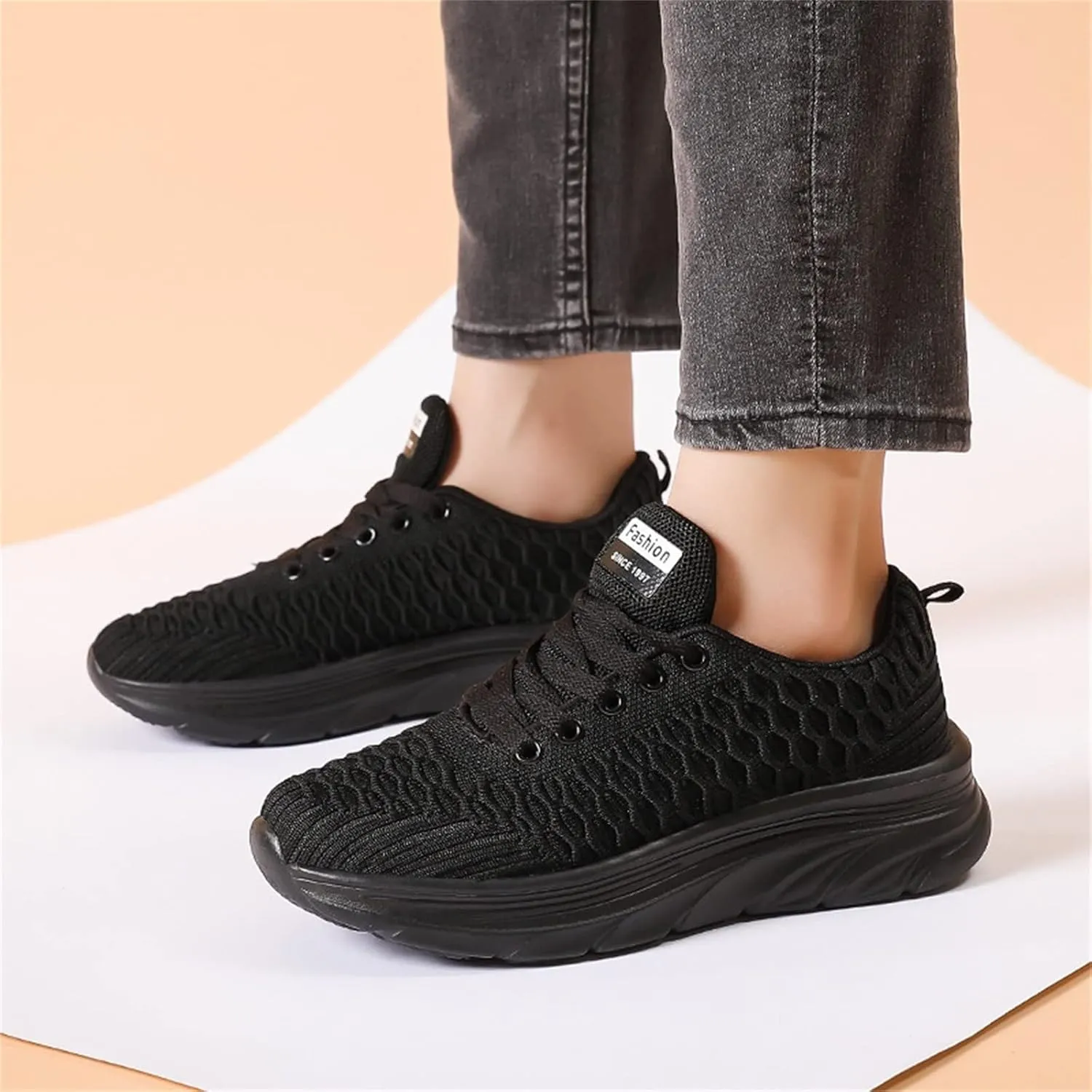 Dheva-C Women's Comfort Slip On Shoes Fashion Orthopedic Sneakers Walking Runing Flat Heel Sneakers Lace Up Shoes Non-Slip Walking Shoes White Athletic Platform Sneakers