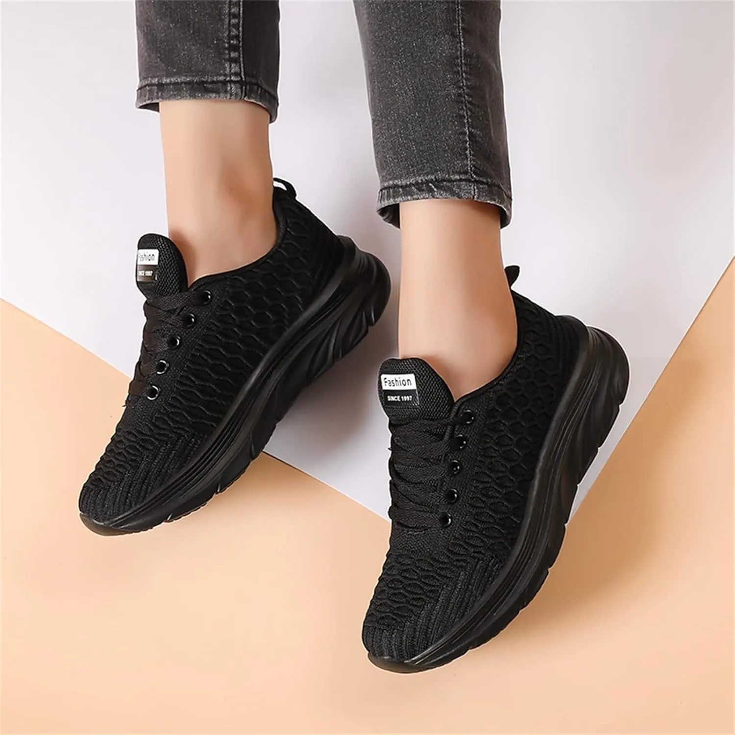 Dheva-C Women's Comfort Slip On Shoes Fashion Orthopedic Sneakers Walking Runing Flat Heel Sneakers Lace Up Shoes Non-Slip Walking Shoes White Athletic Platform Sneakers