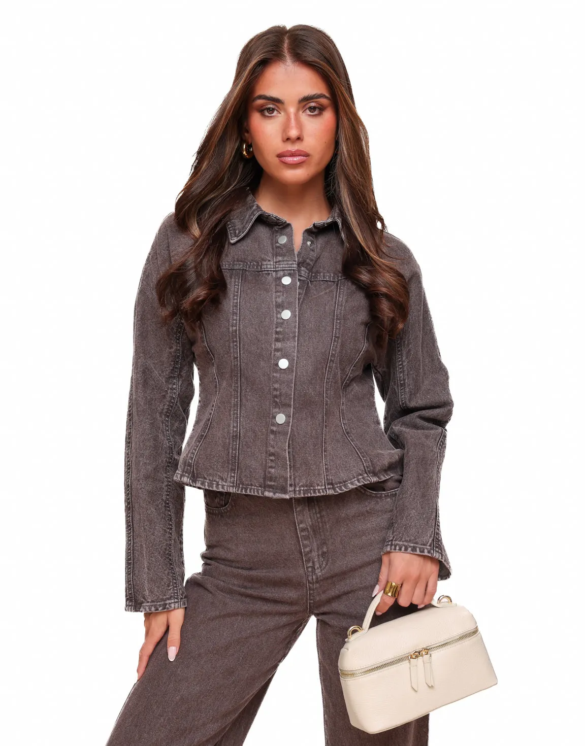 Donkerbruine Denim LS - Jasje