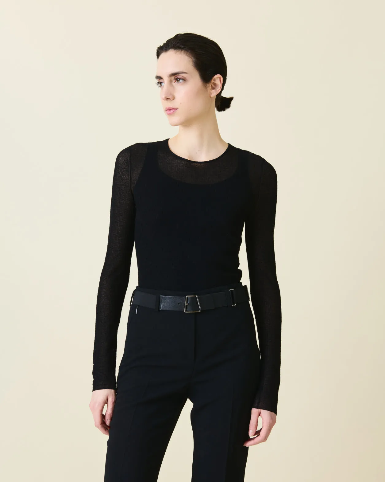 Double Layered Knit Sweater in Sheer Cotton